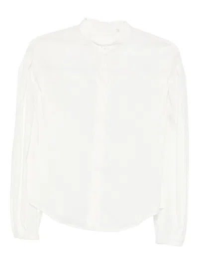 XACUS LONG-SLEEVED WHITE BLOUSE WITH HIGH NECKLINE