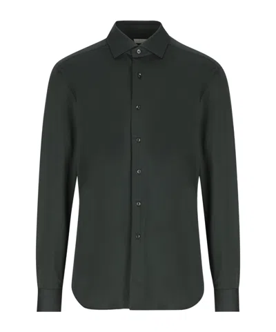 Xacus Twill-weave Long-sleeve Shirt In Black
