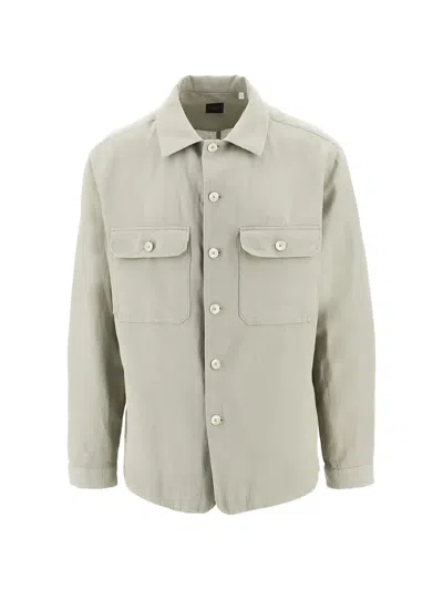 Xacus Long-sleeved Pocket Shirt In Gray