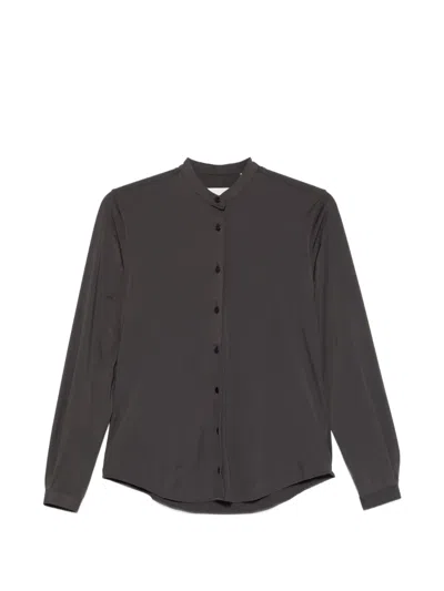 Xacus Magda Band-collar Button-up Shirt In Gray
