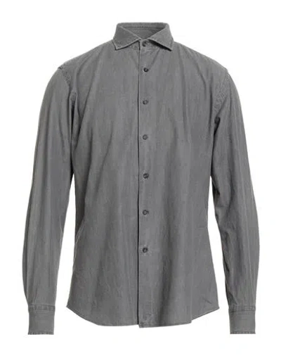 Xacus Man Denim Shirt Grey Size 17 ½ Cotton In Gray