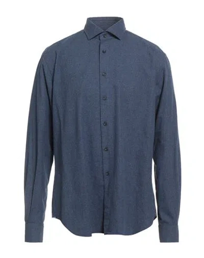 Xacus Man Denim Shirt Navy Size 17 ½ Cotton In Blue