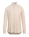 Xacus Man Shirt Beige Size 16 Linen