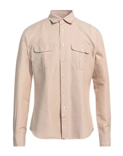 Xacus Man Shirt Beige Size 16 Linen, Cotton