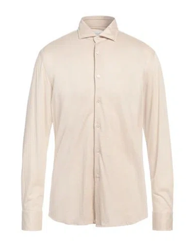 Xacus Man Shirt Beige Size 17 Cotton, Lyocell In Neutral