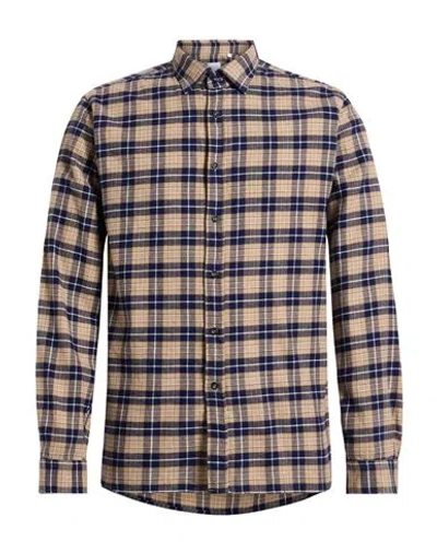 Xacus Man Shirt Beige Size 17 Cotton In Multi