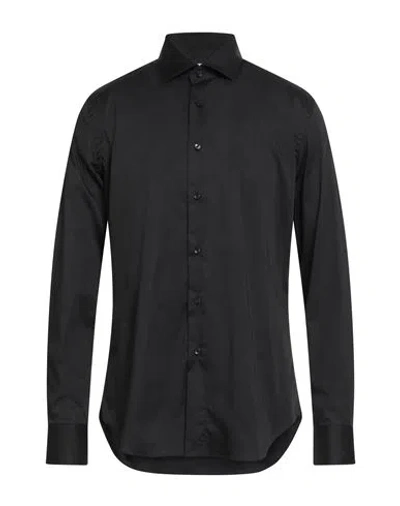 Xacus Man Shirt Black Size 16 ½ Cotton, Polyamide, Elastane