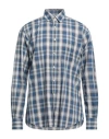 Xacus Man Shirt Blue Size 16 ½ Cotton, Linen In Blue