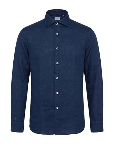 Xacus Man Shirt Blue Size 16 Linen