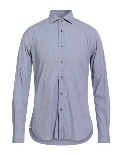 Xacus Man Shirt Blue Size 17 Cotton, Polyamide, Elastane