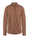 Xacus Man Shirt Brown Size 16 Cotton In Brown