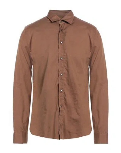 Xacus Man Shirt Brown Size 16 Cotton