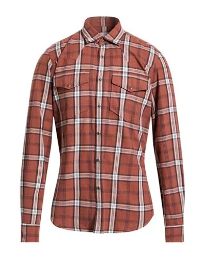 Xacus Man Shirt Brown Size 17 Cotton