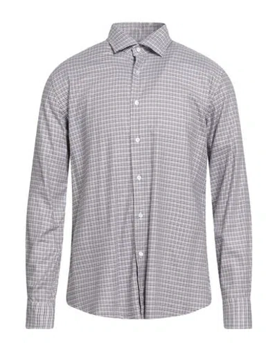 Xacus Man Shirt Brown Size 17 ½ Cotton, Lyocell In Gray