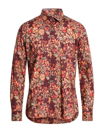Xacus Man Shirt Burgundy Size 17 Cotton In Red
