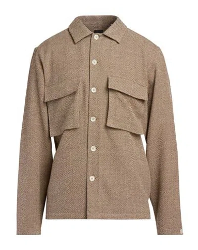 Xacus Man Shirt Camel Size M Virgin Wool, Polyamide In Neutral