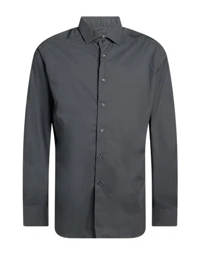 Xacus Man Shirt Charcoal Size 16 Cotton, Polyamide, Elastane In Gray