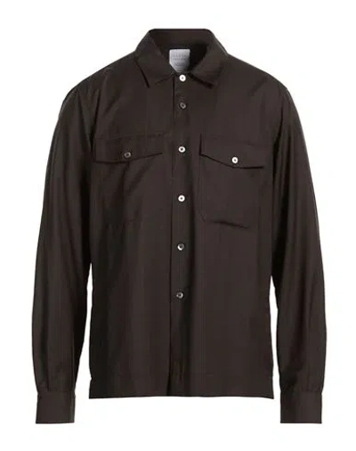 Xacus Man Shirt Charcoal Size 16 ½ Virgin Wool In Brown
