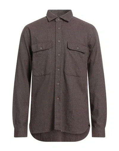 Xacus Man Shirt Chocolate Brown Size 16 Cotton