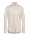 Xacus Man Shirt Cream Size 17 Cotton, Lyocell In Neutral