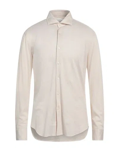 Xacus Man Shirt Cream Size 17 Cotton, Lyocell In Neutral