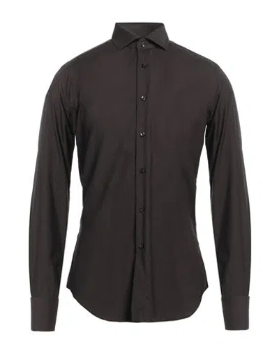 Xacus Man Shirt Dark Brown Size 15 ½ Virgin Wool