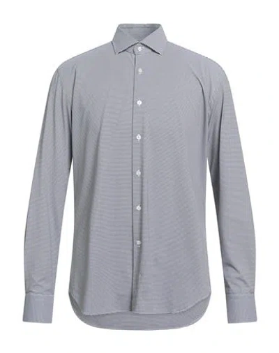 Xacus Man Shirt Dark Brown Size 16 ½ Cotton, Elastane In Gray