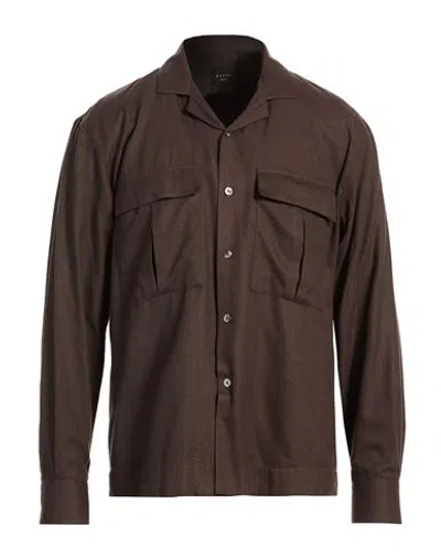 Xacus Man Shirt Dark Brown Size 16 Cotton, Lyocell