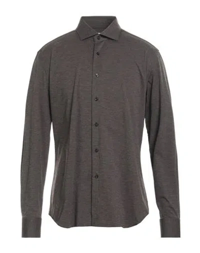Xacus Man Shirt Dark Brown Size 16 ½ Polyamide, Polyester, Elastane