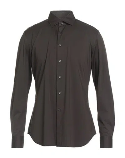 Xacus Man Shirt Dark Brown Size 17 ½ Polyamide, Elastane In Gray