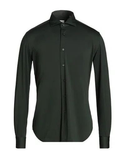Xacus Man Shirt Dark Green Size 15 ½ Polyamide, Elastane In Green