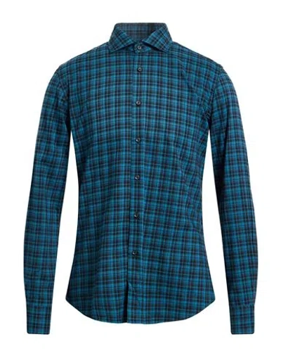 Xacus Man Shirt Deep Teal Size 16 ½ Cotton, Lyocell In Green