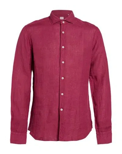 Xacus Man Shirt Garnet Size 16 Linen In Red