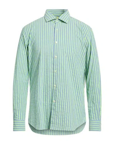 Xacus Man Shirt Green Size 16 Cotton, Polyester In Blue