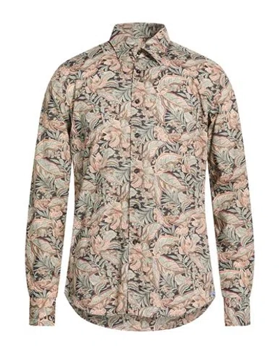 Xacus Man Shirt Khaki Size 15 ¾ Cotton In Green