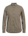 Xacus Man Shirt Khaki Size 17 Cotton In Beige