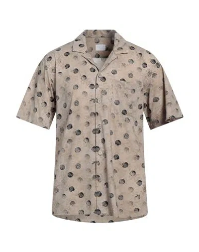 Xacus Man Shirt Khaki Size 16 ½ Polyamide, Elastane In Beige