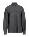 Xacus Man Shirt Lead Size L Linen In Grey