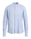 Xacus Man Shirt Light Blue Size 16 Linen In Blue