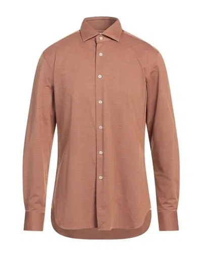 Xacus Man Shirt Light Brown Size 16 Polyamide, Elastane