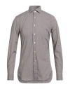 Xacus Man Shirt Light Brown Size 17 Cotton, Elastane In Gray