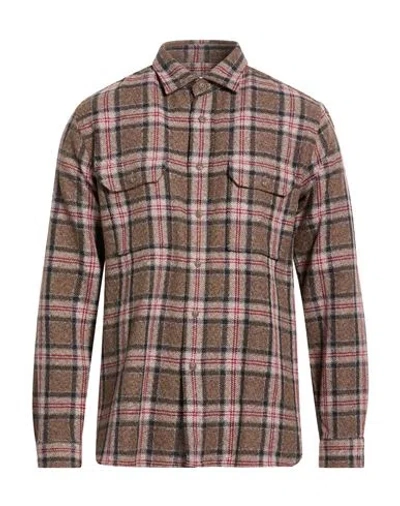 Xacus Man Shirt Light Brown Size 17 Cotton In Pattern