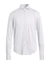Xacus Man Shirt Light Grey Size 17 Cotton, Silk In Gray