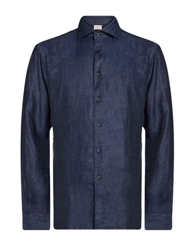 Xacus Man Shirt Midnight Blue Size 15 ¾ Linen