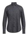 Xacus Man Shirt Midnight Blue Size 16 Cotton, Elastane In Gray