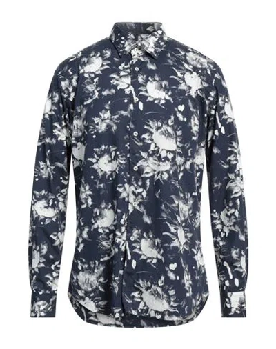 Xacus Man Shirt Midnight Blue Size 17 Cotton In Multi