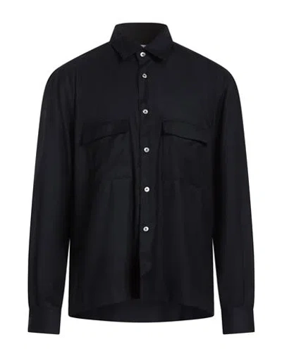 Xacus Man Shirt Midnight Blue Size 17 Virgin Wool In Black