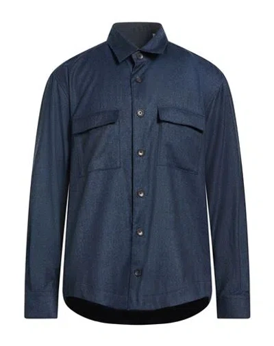 Xacus Man Shirt Midnight Blue Size Xl Virgin Wool