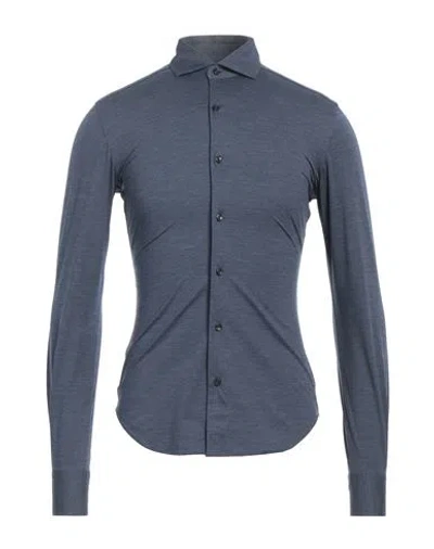 Xacus Man Shirt Navy Size 14 ½ Polyamide, Elastane In Navy Blue