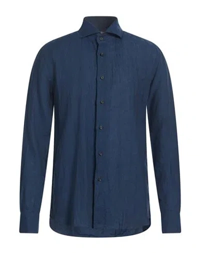 Xacus Denim-effect Cotton-blend Tailor Fit Shirt In Blue